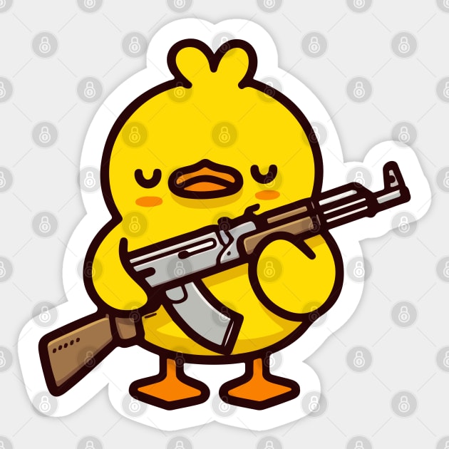 duck with AK47 Sticker by Yaydsign